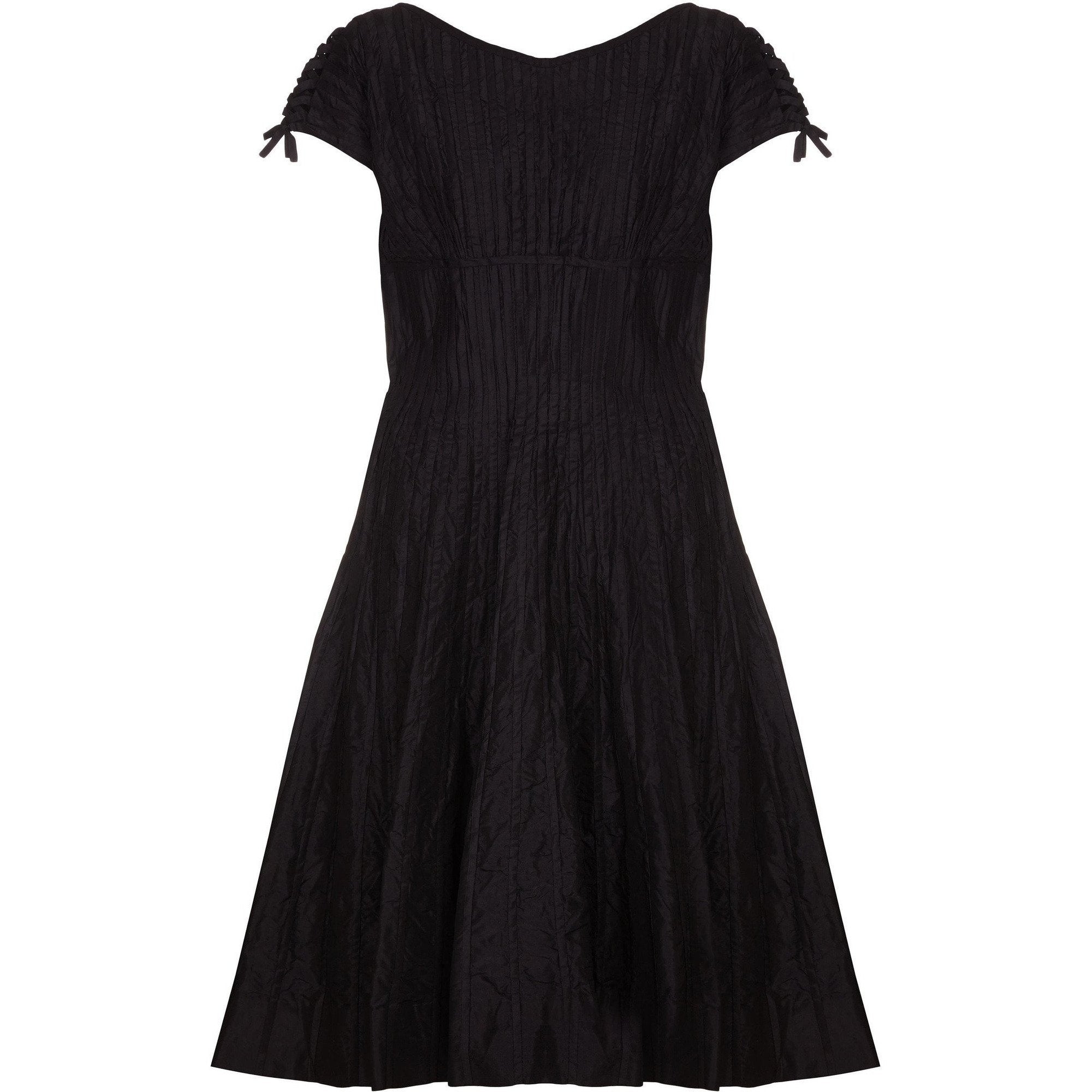 1950s Ben Reig Black Silk Ribbon Dress