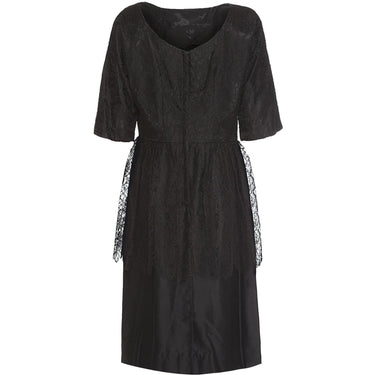 ARCHIVE - 1950s Black Chantilly Lace Peplum Cocktail Dress