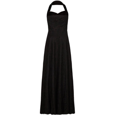 ARCHIVE - 1950s Black Lace & Pleated Lilac Satin Halter Neck Dress