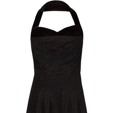 ARCHIVE - 1950s Black Lace & Pleated Lilac Satin Halter Neck Dress