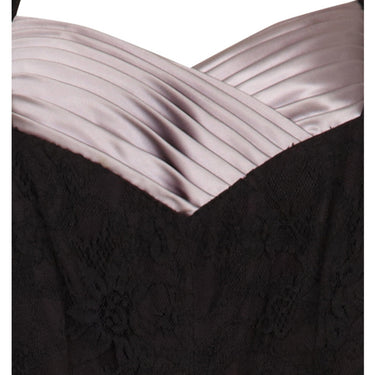 ARCHIVE - 1950s Black Lace & Pleated Lilac Satin Halter Neck Dress