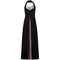 1950s Black Lace & Pleated Satin Demi Couture Halter Neck Dress