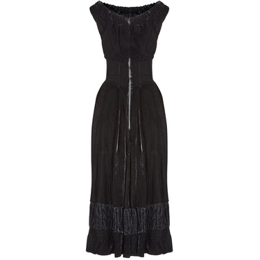 1950s Frank Usher Black Panne Silk Velvet Dress