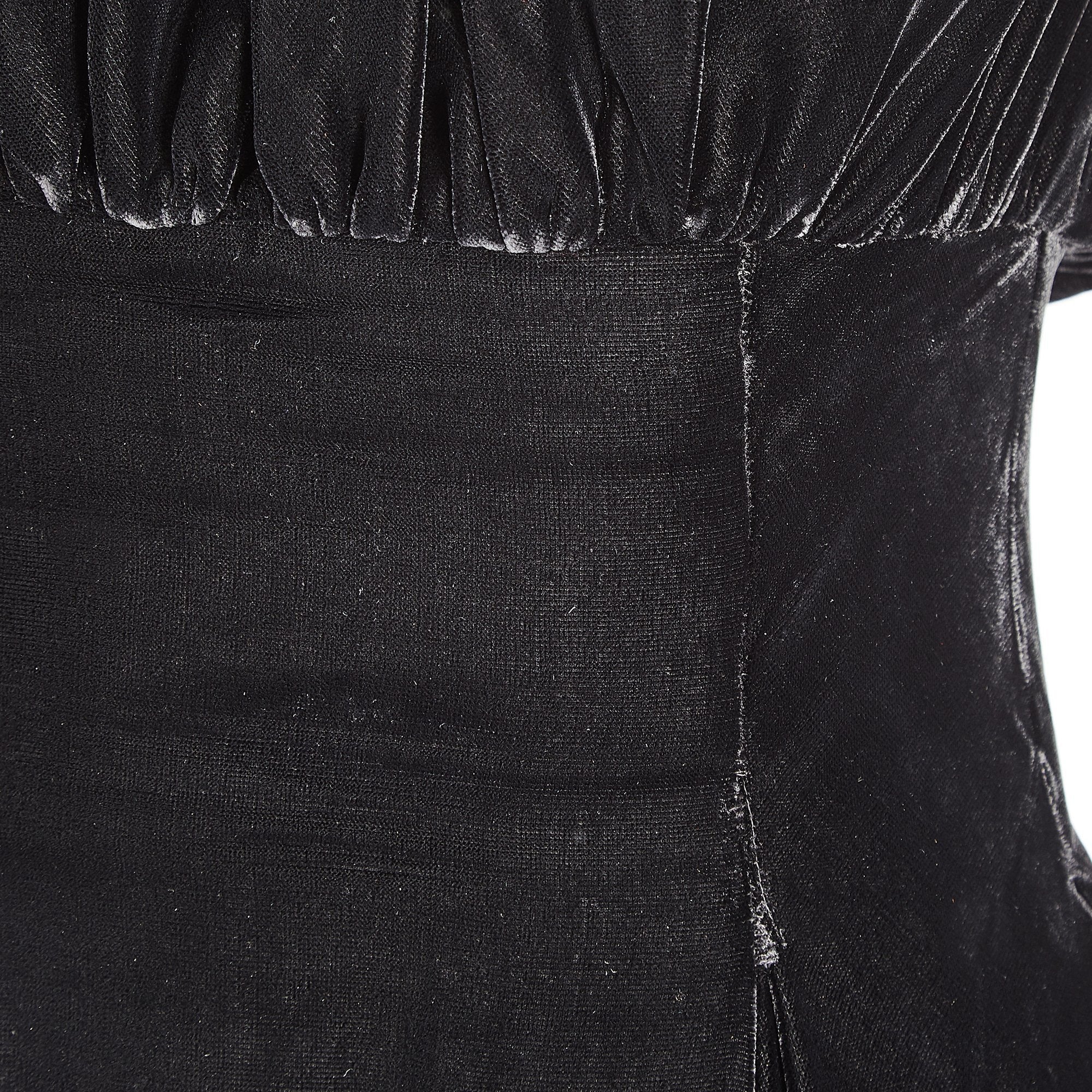 1950s Black Panne Silk Velvet Frank Usher Evening Dress