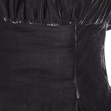 1950s Frank Usher Black Panne Silk Velvet Dress