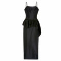 1950’s Black Silk Couture Fitted Evening Pencil Skirt and Top Set
