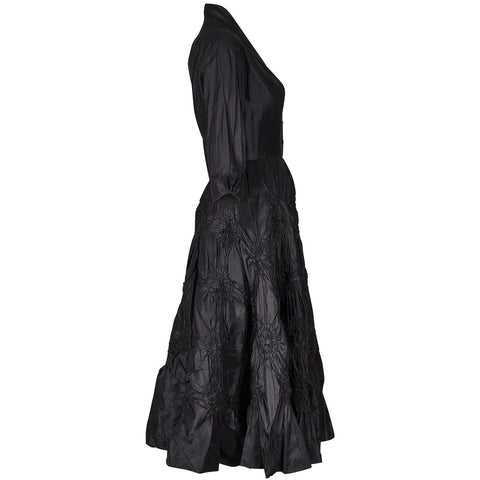 1950s Ceil Chapman Black Silk Taffeta Full Circle Dress