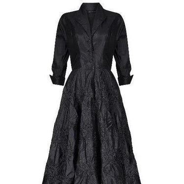 1950s Ceil Chapman Black Silk Taffeta Full Circle Dress