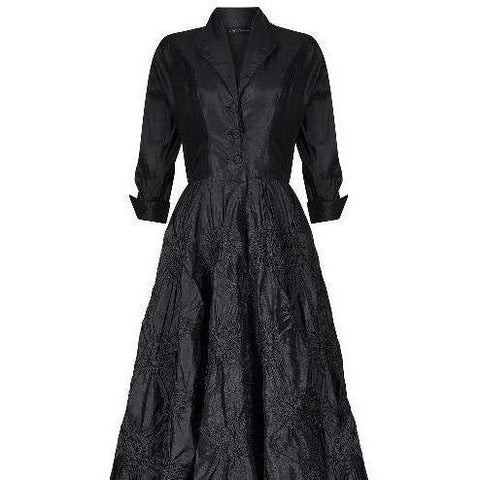 1950s Ceil Chapman Black Silk Taffeta Full Circle Dress