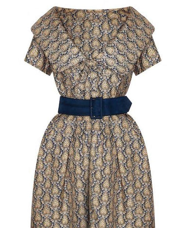 1950s Christian Dior Couture Belted Floral Print Dress