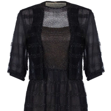 ARCHIVE - 1950s Christian Dior Demi Couture Beaded Black Mesh Dress and Jacket