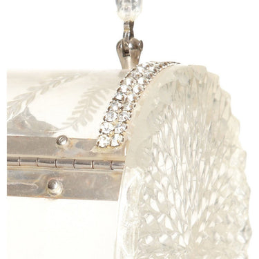 ARCHIVE - 1950s Clear Carved Lucite & Rhinestone Barrel Bag