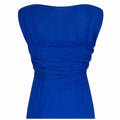 1950s Couture Cobalt Blue Silk Chiffon Evening Dress With Matching Slip
