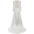 1950s Cream Silk and Lace Wedding Dress with Train