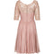 1950s Dusky Pink Corded Lace and Silk Chiffon Dress