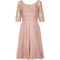 1950s Dusky Pink Corded Lace and Silk Chiffon Dress