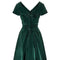 1950s Emerald Green Velvet Evening Dress with Crystal Buttons
