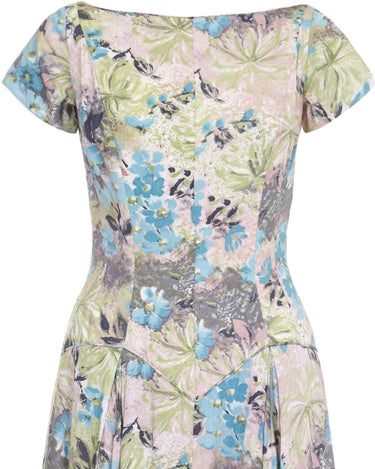 1950s Floral Cotton Dress With Dropped Waist