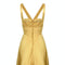1950s Gold Pleated Bodice Silk Cocktail Dress with Bow Detail