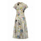 1950s Grey Textured Nylon Crepe Printed Dress