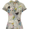 1950s Grey Textured Nylon Crepe Printed Dress