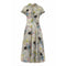 1950s Grey Textured Nylon Crepe Printed Dress