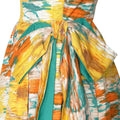 1950s Horrockses Abstract Floral Print Yellow Orange and Turquoise Dress