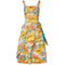 1950s Horrockses Abstract Floral Print Yellow Orange and Turquoise Dress