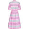 1950s Horrockses Pink Cotton Leaf Print Dress