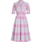 1950s Horrockses Pink Cotton Leaf Print Dress