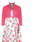 1950s Horrockses Pink Floral Rose Print Cotton Dress with Bolero Jacket