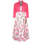 1950s Horrockses Pink Floral Rose Print Cotton Dress with Bolero Jacket