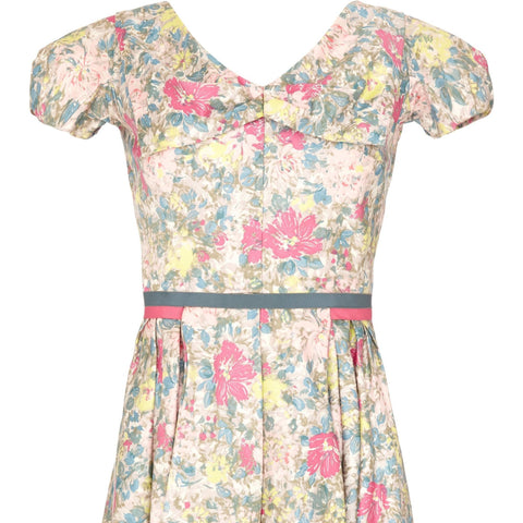 1950s Jane Derby Polished Cotton Floral Dress