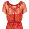 1950s Lachasse Couture Printed Silk Chiffon Dress With Belt Detail