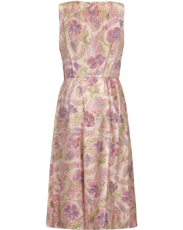 1950s Mainbocher Pale Pink Floral Silk Couture Dress