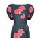 1950s Navy and Pink Silk Rose Print Dress