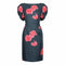 1950s Navy and Pink Silk Rose Print Dress