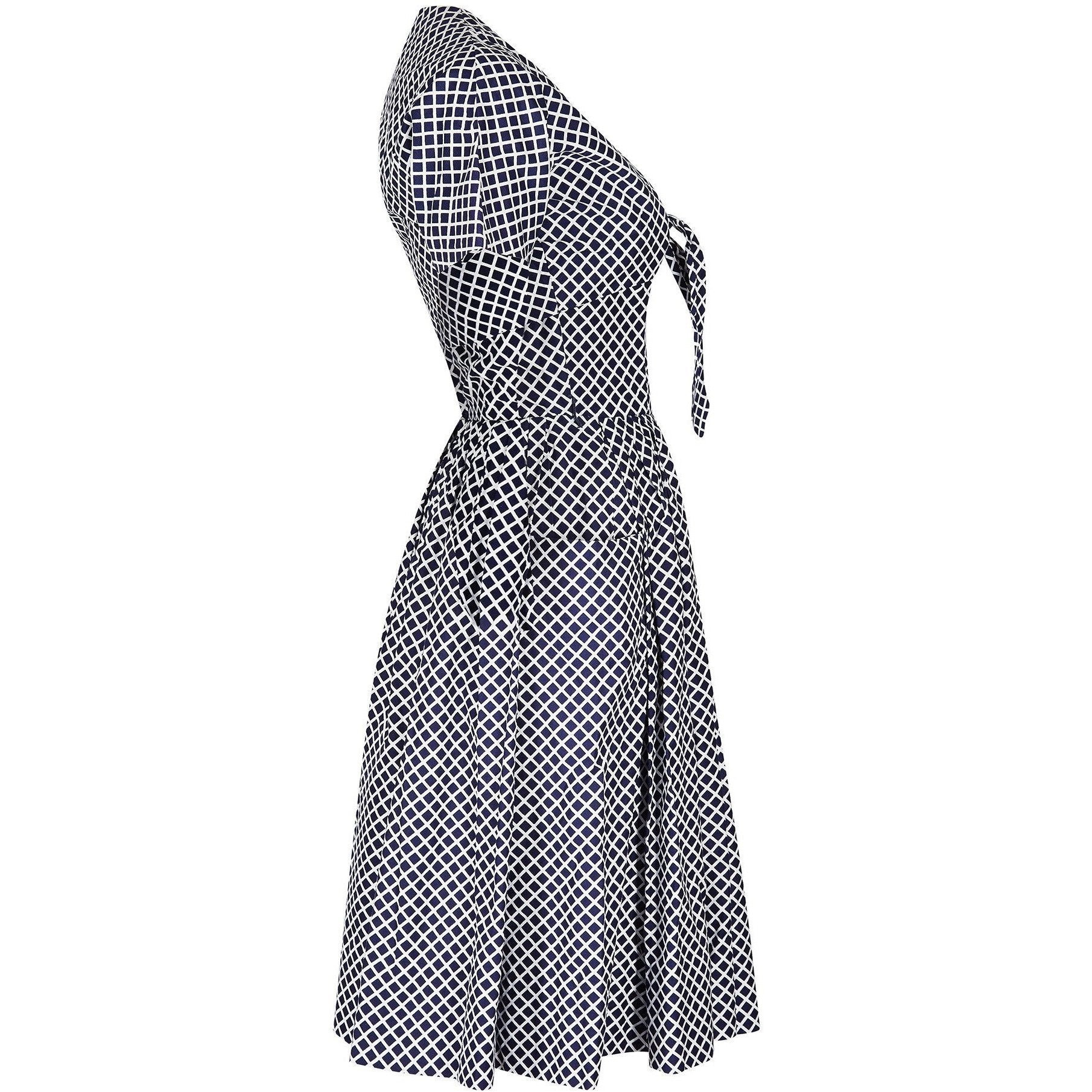 1950s Navy and White Check Dress with Bolero Jacket