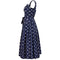 1950s Navy And White Polkadot Couture Dress With Structured Bodice
