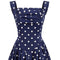 1950s Navy And White Polkadot Couture Dress With Structured Bodice