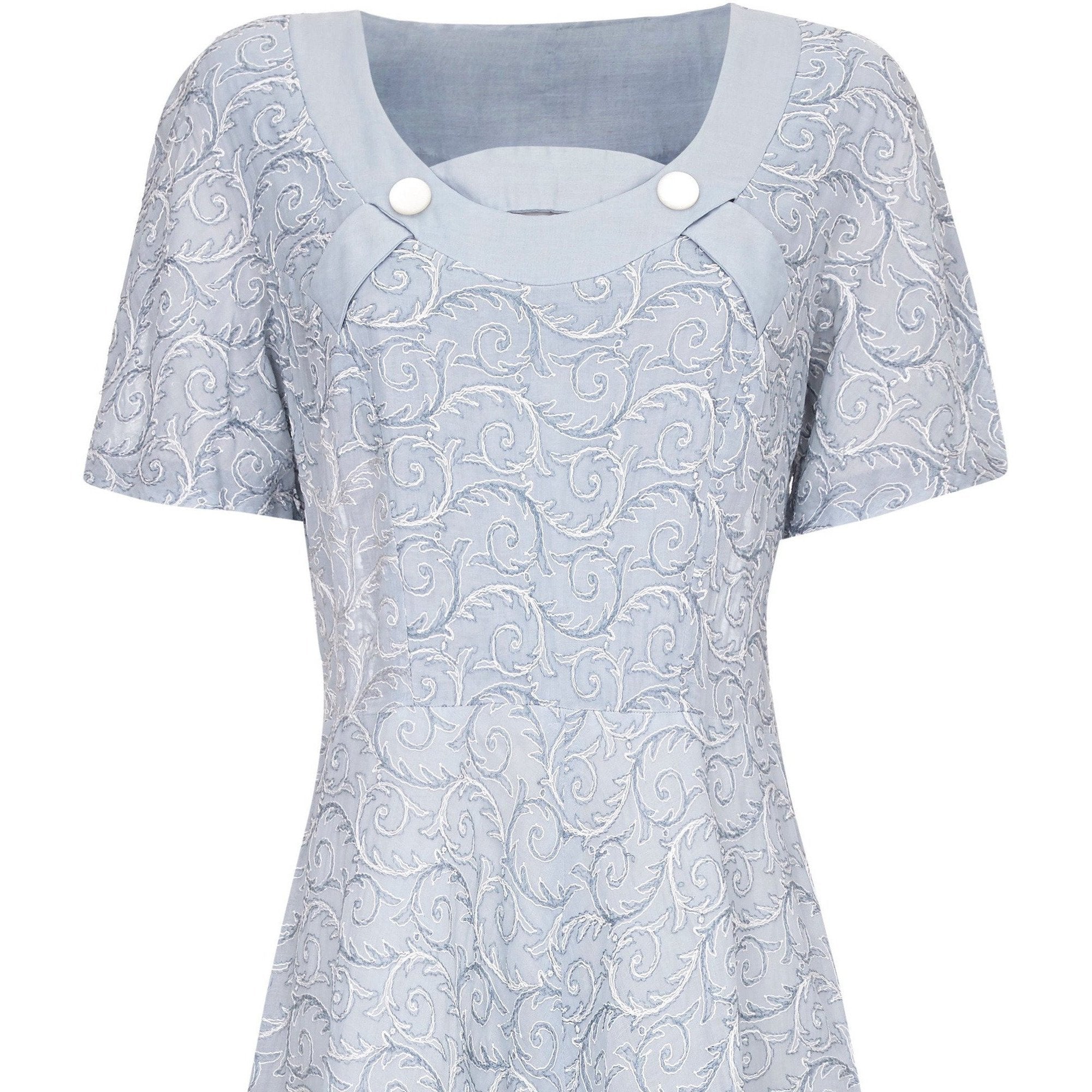1950s Pale Blue Embroidered Cotton Dress – CIRCA VINTAGE