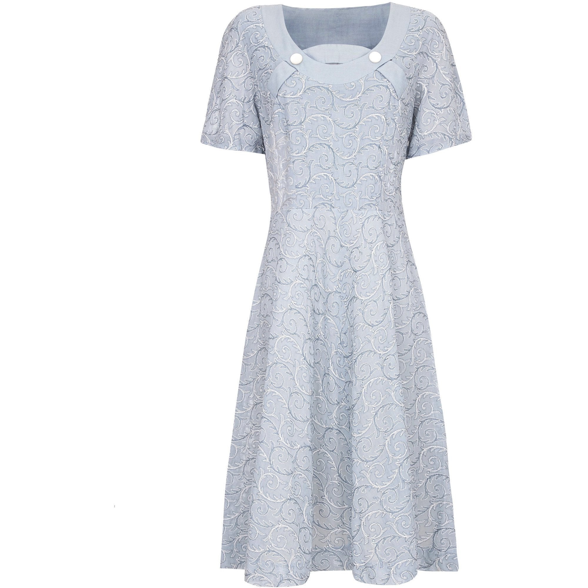 1950s Pale Blue Embroidered Cotton Dress – CIRCA VINTAGE