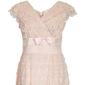 1950s Pale Pink Lace Tiered Dress With Rhinestone Detail
