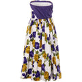 1950’s Purple and Yellow Rose Print Strapless Cotton Dress