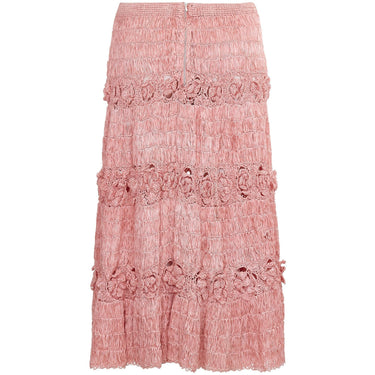 ARCHIVE: 1950s Rare Pink Woven Raffia Skirt With Crochet Detail