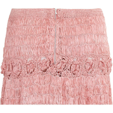 ARCHIVE: 1950s Rare Pink Woven Raffia Skirt With Crochet Detail