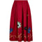 1950s Red Cotton Skirt With Floral Novelty Appliqué
