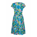 1950s Riddella Green Blue and Pink Floral Cotton Dress