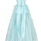 1950s Ruffle Turquoise Layered Net Prom Halterneck Dress