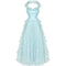 1950s Ruffle Turquoise Layered Net Prom Halterneck Dress